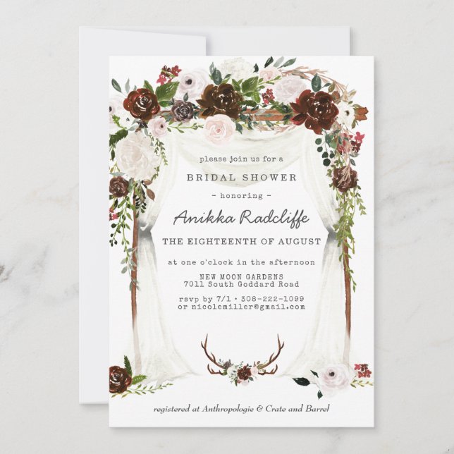 Floral rustique | Invitation de douche nuptiale (Devant)