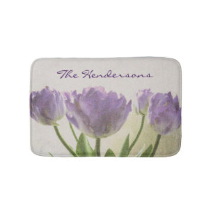 Floral-rutschfester Bademantel mit lila Tulpe-Blum Badematte