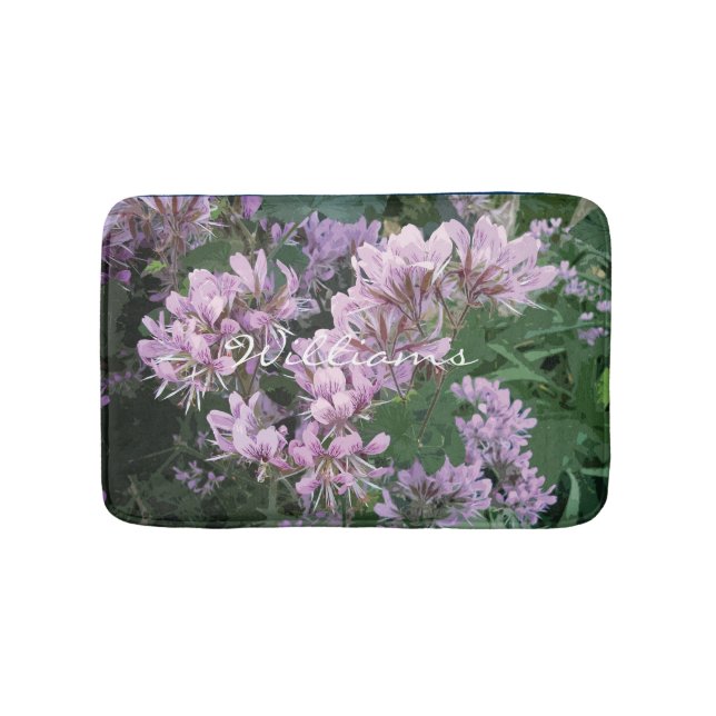 Floral rutschfester Bademantel mit rosa Blume Badematte (Vorderseite)