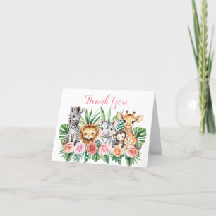 Floral Safari Animals Kinderdusche Danke Karte