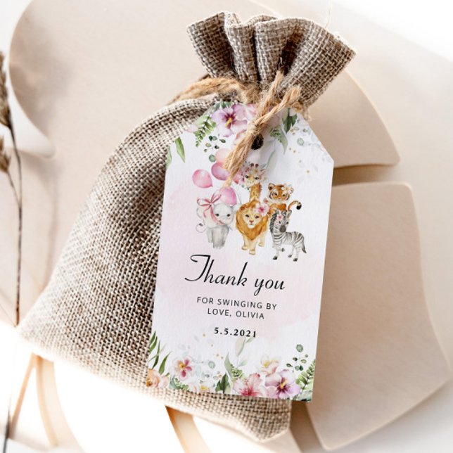 Floral Safari Geburtstag vielen Dank Geschenkanhänger (Von Creator hochgeladen)