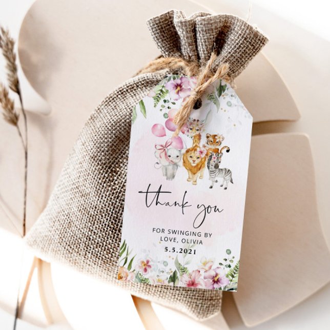 Floral Safari Geburtstag vielen Dank Geschenkanhänger (Von Creator hochgeladen)