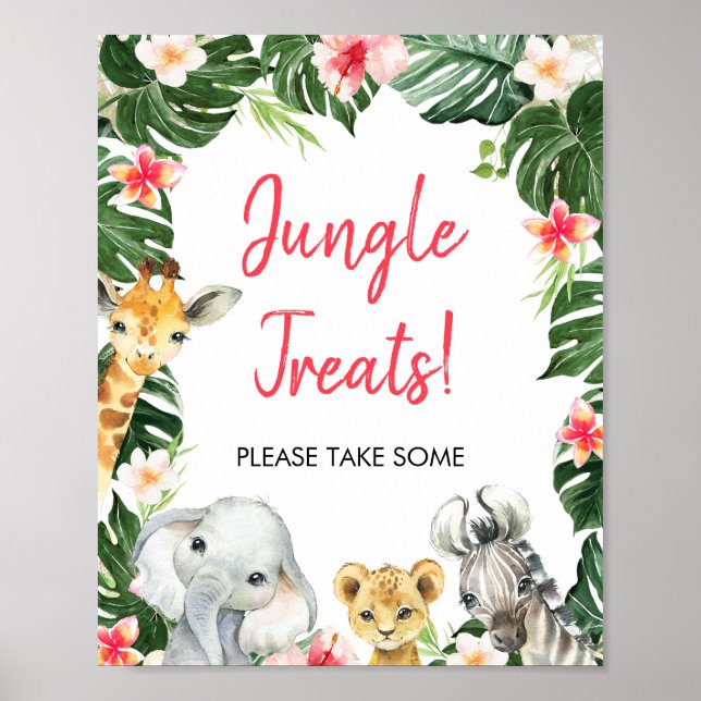Floral Safari Geburtstagsfeier Unterschrift Poster (Vorne)
