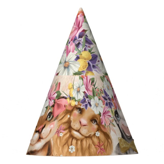 Floral Safari Wilone Baby Dusche Gold Partyhütchen (Vorderseite)