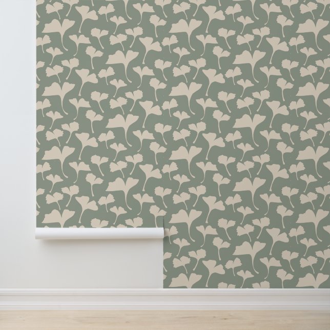 Floral Sage Green Tapete (Anwendung)