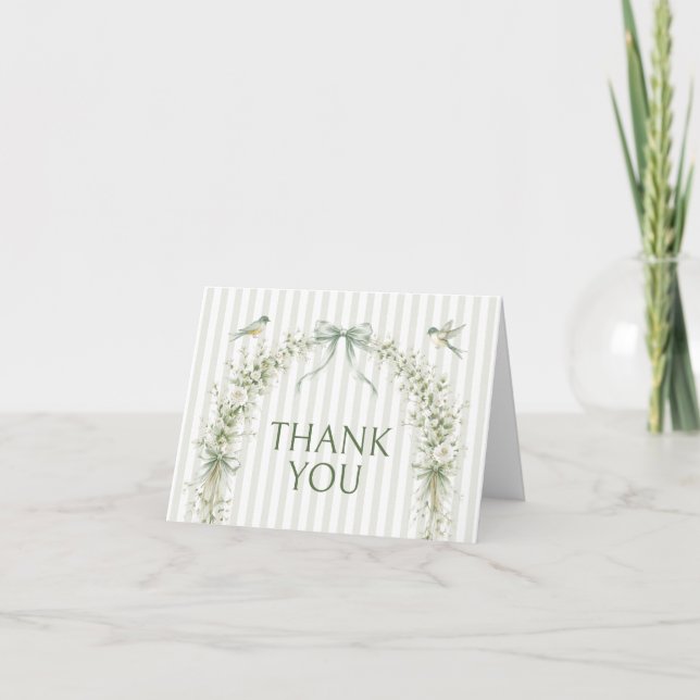 Floral Sage Nesting Party Baby Shower  Dankeskarte (Vorderseite)