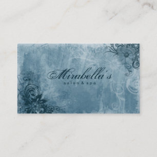 Floral Salon Spa Visitenkarte Grunge Denim Blau