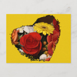 Floral Save the Date Heart Shaped Bouquet Postkarte