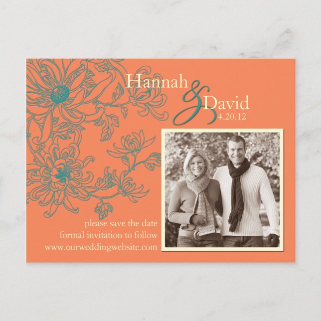 Floral Save the Date Postkarte (Vorderseite)