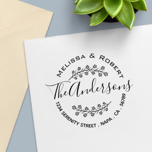 Floral schattierter Zweigkranz Paar Adresse Permastempel