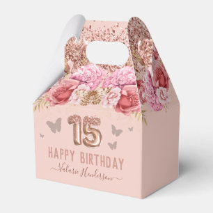 Floral Schmetterlinge Rosa Glückwunsch 15. Geburt Geschenkschachtel