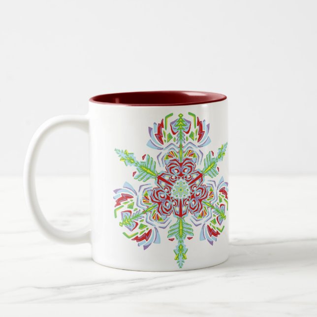 ~Floral~ Schneeflocke-Tasse Zweifarbige Tasse (Links)