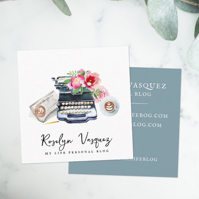 Floral-Schrift | Blogger Author Quadratische Visitenkarte (Von Creator hochgeladen)