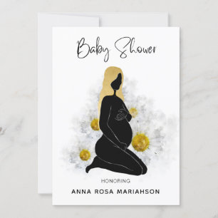 *~* Floral schwangere Frau Black Gold Baby Dusche  Einladung