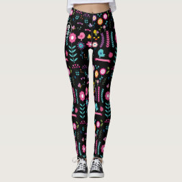 Floral - Schwarz - Emo - Leggings