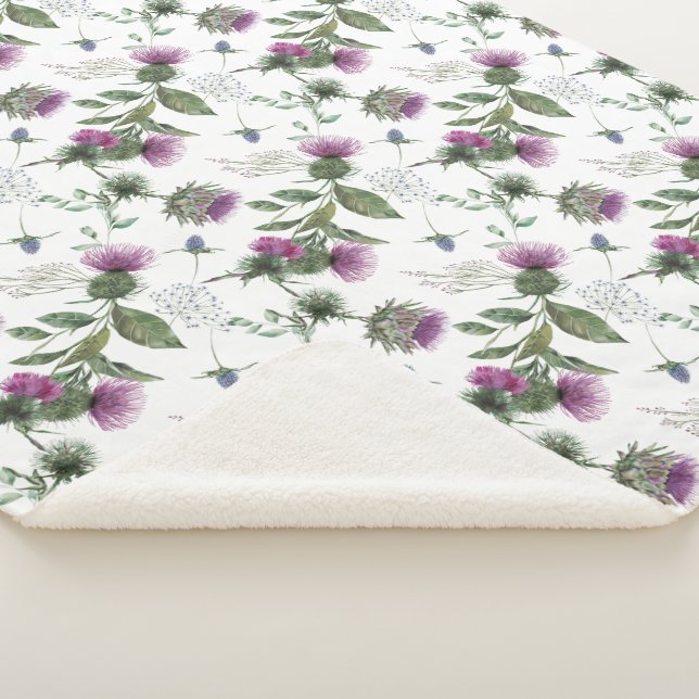 Floral Scottish Thistle Pattern Sherpadecke (3/4)