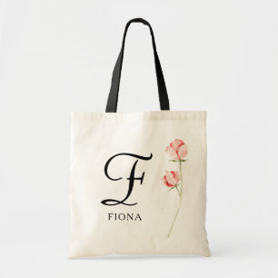 Floral Script Monogram Personalisiert Bridesmaid Tragetasche