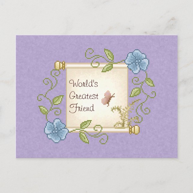 Floral Scroll Pixel Art Postkarte (Vorderseite)