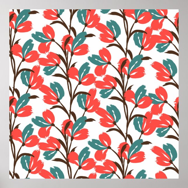 Floral seamless pattern. Cute floral background. P Poster (Vorne)