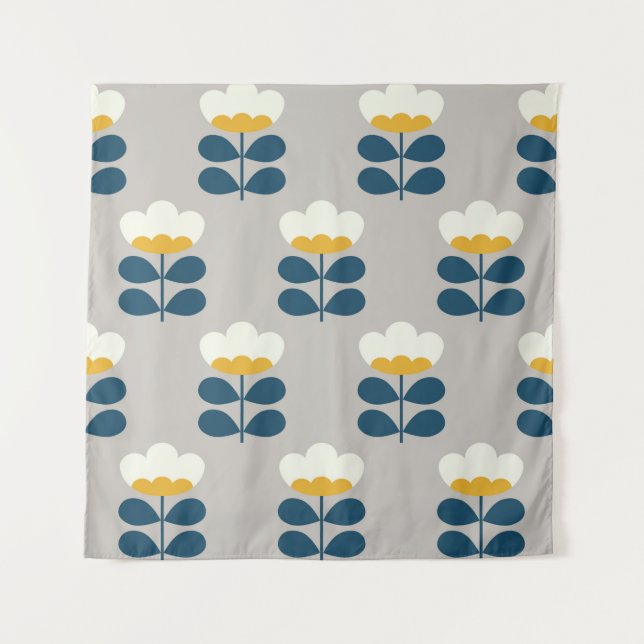 Floral seamless pattern design. Scandinavian style Wandteppich (Vorderseite)