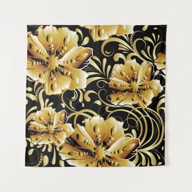 Floral seamless pattern. Flourish 3d wallpaper. Or Wandteppich (Vorderseite)