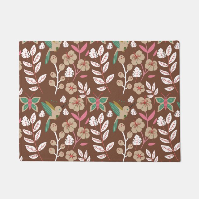 Floral seamless pattern flowers, leaves, butterfly fußmatte (Vorderseite)