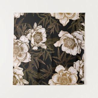 Floral seamless pattern. Garden flowers peonies an Wandteppich