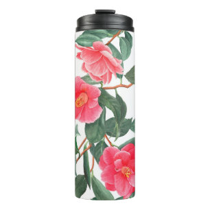 Floral seamless pattern, red camellia flowers with thermosbecher