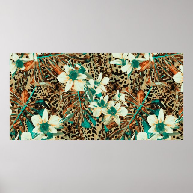 Floral seamless pattern with orchids poster (Vorne)