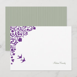 Floral Secret Garden Sage Strip Skriptname Mitteilungskarte