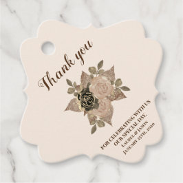 Floral Sepia Rose Gold Glitzer Script Vielen Dank Geschenkanhänger