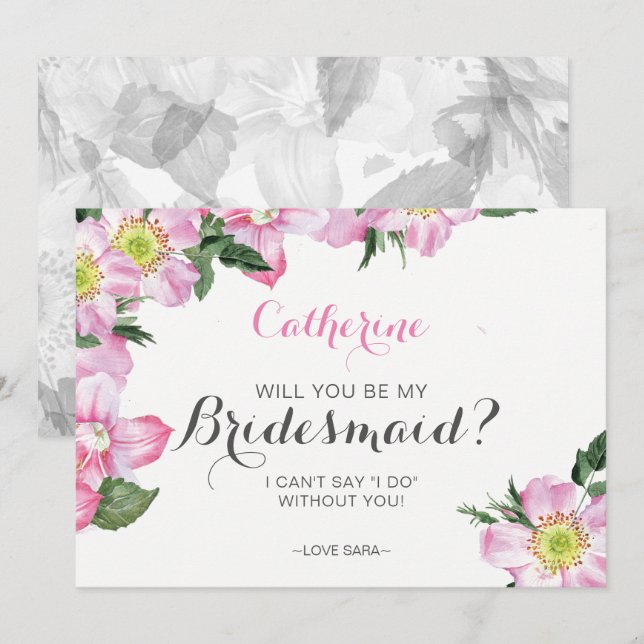 Floral Serez-Vous Ma Carte De Servante D'Accueil (Devant / Derrière)