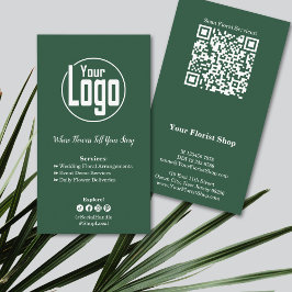 Floral Services Florist Green White Business Card Treuekarte