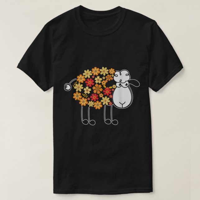 Floral Sheep Cute Spring Design T-Shirt (Design vorne)