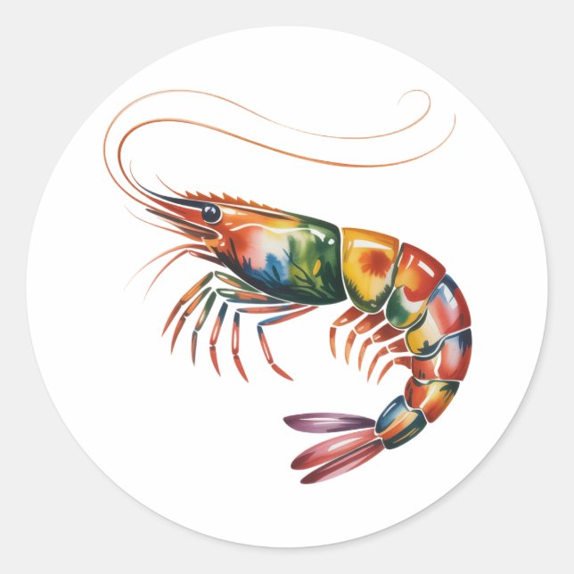 Floral Shrimp Art Runder Aufkleber (Vorderseite)