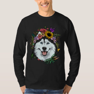 Floral Sibirischer Husky Hund Frühlingsnatur Sibir T-Shirt