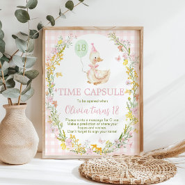 Floral Silly Goose Birthday Time Capsule Sign Poster