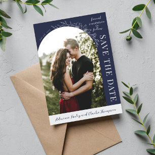 Floral Simplicity 1 Dunkelblau Save The Date