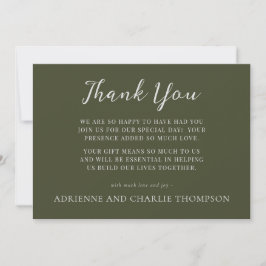 Floral Simplicity 1 Modern Green Thank You Note Dankeskarte