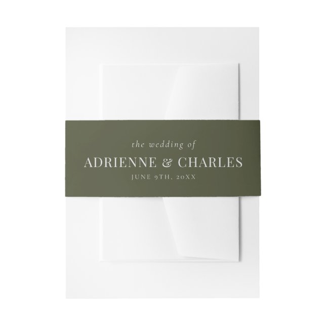 Floral Simplicity 1 Modern Green Wedding Einladungsbanderole (Vorderseite Beispiel)