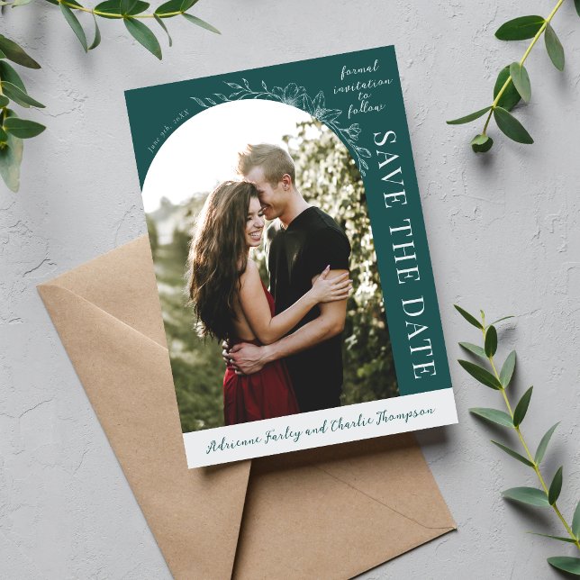 Floral Simplicity 1 Pfau Teal Save The Date (Von Creator hochgeladen)
