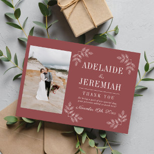Floral Simplicity 2 Marsala Hochzeit Dankeskarte