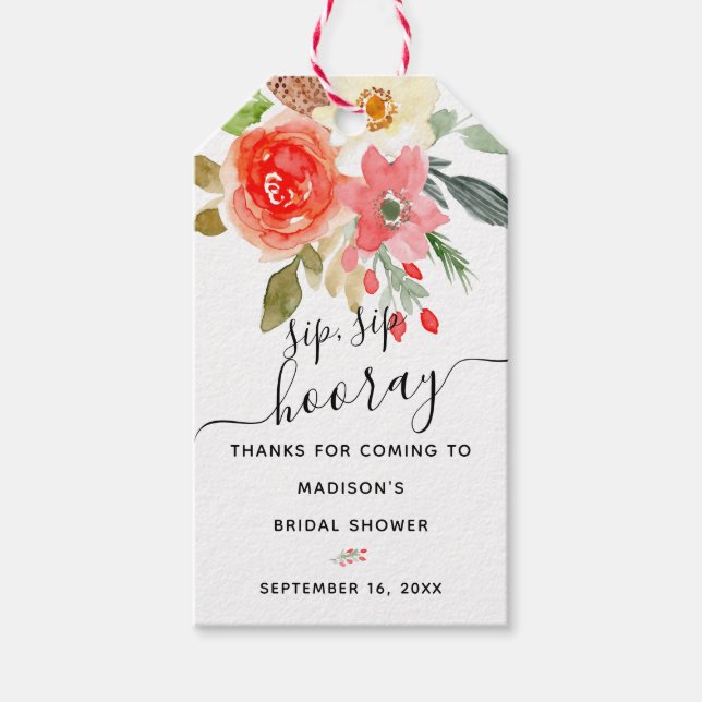 Floral Sip Hooray Gevor Brautparty Geschenkanhänger (Vorderseite)