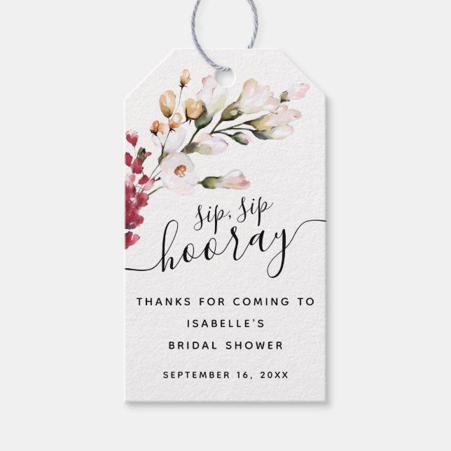 Floral Sip Hooray Gevor Brautparty Geschenkanhänger (Vorderseite)