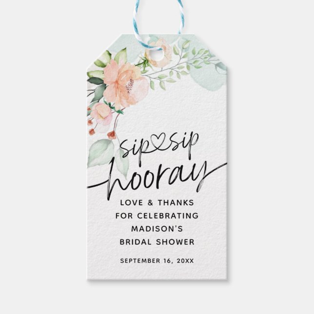 Floral Sip Hooray Gevor Brautparty Geschenkanhänger (Vorderseite)