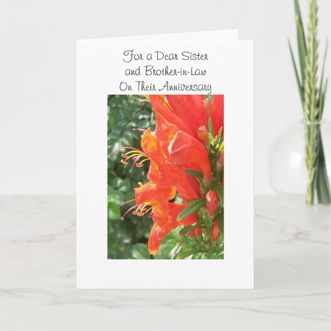 Floral Sister And Husband Personalised Anniversary Karte (Vorderseite)