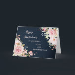 Floral Sister & Brother in Law Wedding Jubiläum Karte<br><div class="desc">Glückliche Hochzeitskarte für Schwestern und Schwestern im Jurastudium mit eleganten,  rot-rosa Aquarellfarben-Blume und marineblau-blauem Hintergrund und dem gefühlvollen Vers.</div>