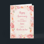 Floral Sister und Bruder im Jura Jubiläum Karte<br><div class="desc">Glückliche Hochzeitskarte für Schwestern und Schwestern im Jurastudium mit schönen Vintagen rosa Aquarellfarben-Blume und sentimentalem Vers.</div>