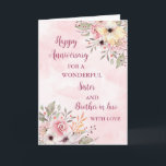 Floral Sister und Bruder im Jura Jubiläum Karte<br><div class="desc">Glückliche Hochzeitskarte für Juristen und Juroren mit wunderschönen Aquarellfarben-Vintagen Blume und sentimentalem Vers.</div>