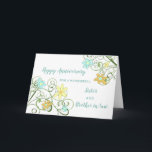 Floral Sister und Bruder im Jura Jubiläum Karte<br><div class="desc">Glückliche Hochzeitskarte für Schwestern und Geschwister mit hübschen Frühlingsblumen,  und herzliche Vers.</div>